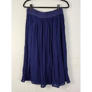Gypsie Blu Midi Skirt Womens Medium Blue Smocked Waist Boho Gauze Excellent
